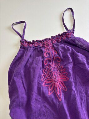OLD NAVY PURPLE & PINK FESTIVAL HIPPIE SPAGHETTI STRAP COTTON TANK TOP